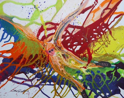 ORIGINAL PAINTING by Steven Graff ''Speed Skater'' 16''H x 20''W acrylic/stretched