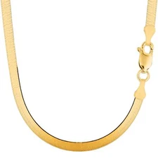 14k Yellow Real Solid Gold Imperial Herringbone Chain Necklace, 4.7mm, 24"
