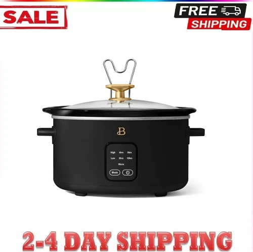 Beautiful 4Qt Programmable Slow Cooker Black Icing By Drew Barrymore Removable