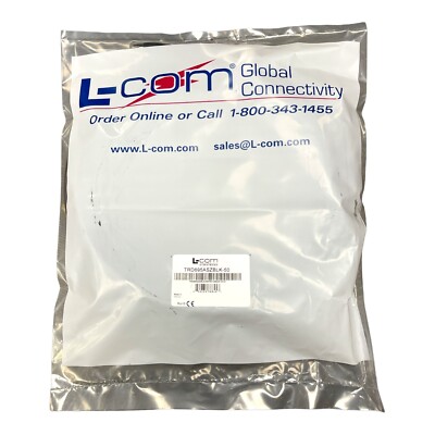 L-COM TRD695ASZBLK-50 LSZH Shielded Cat 6a RJ45 Cable 26AWG Strand Black 50' NEW