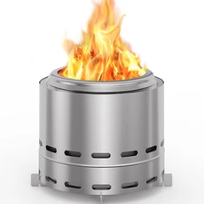 15" Smokeless Fire Pit, Portable Outdoor Firepit with Stand and Bag, Easy Clean