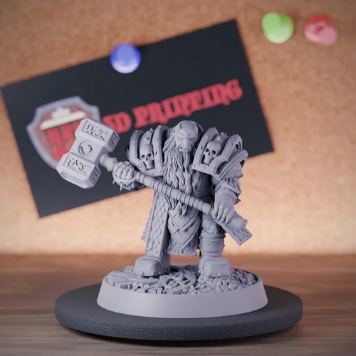 Dwarf Barbarian Miniature Hammer Fighter Mini Dungeons and Dragons DnD 5e TTRPG - Picture 1 of 8
