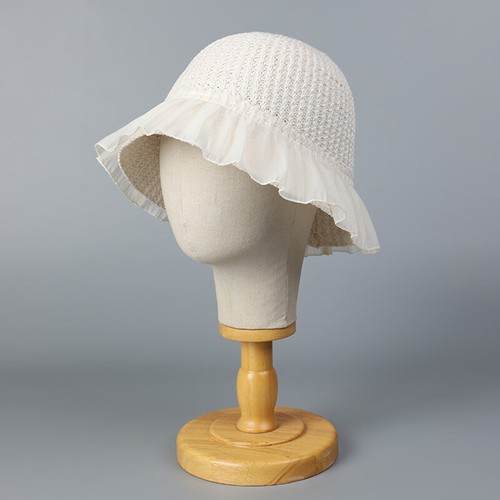 Femme à Volants Dentelle Bordure Tricot Seau Chapeau Respirant Pêcheur Cute Été - Bild 5 von 17