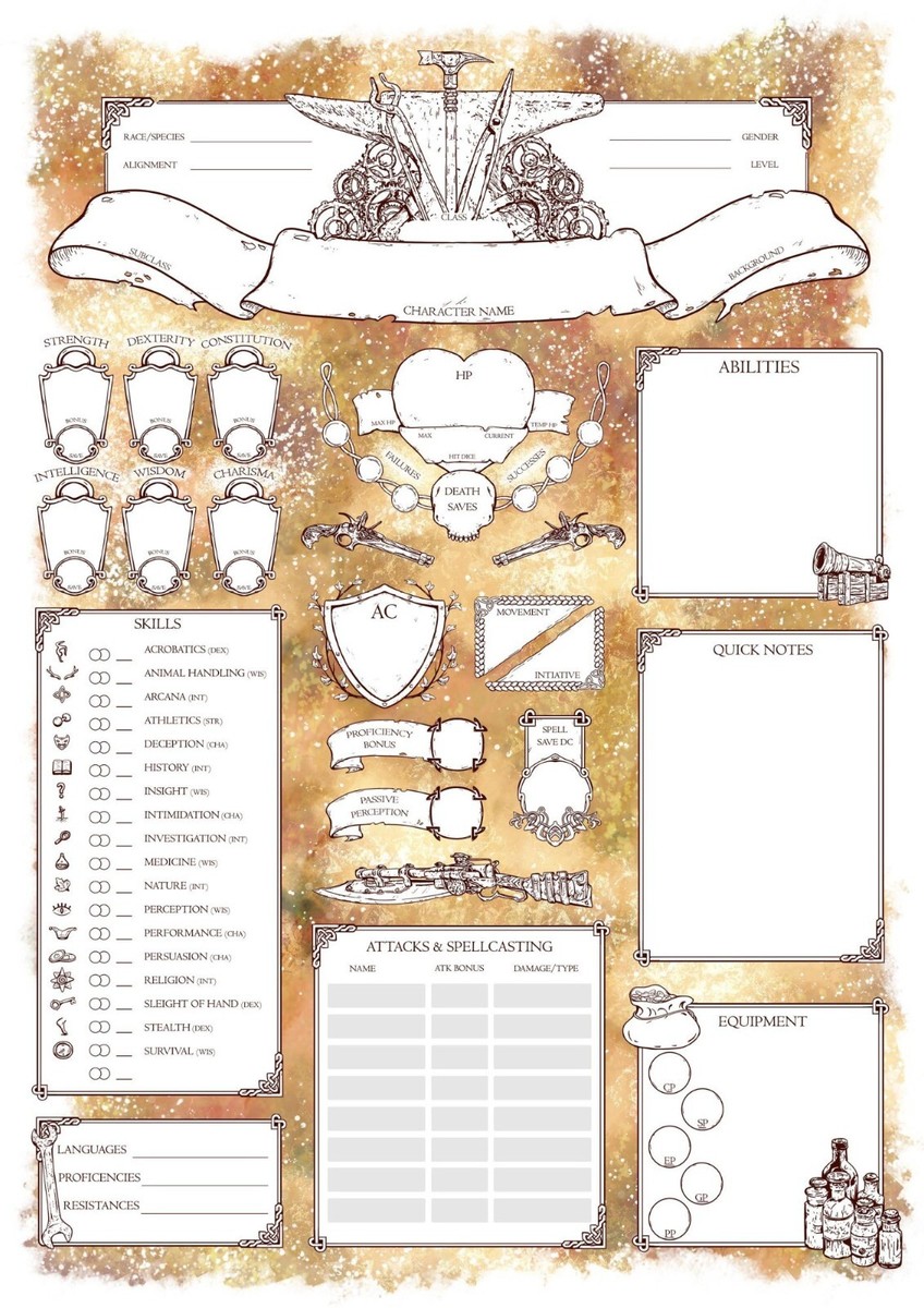 14-custom-character-sheets-each-class-dungeons-dragons-dnd-5e-fantasy-rpg-ebay