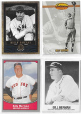 BILLY HERMAN CHICAGO CUBS/BOSTON RED SOX BASEBALL CARD LOT OF 4 CARDS