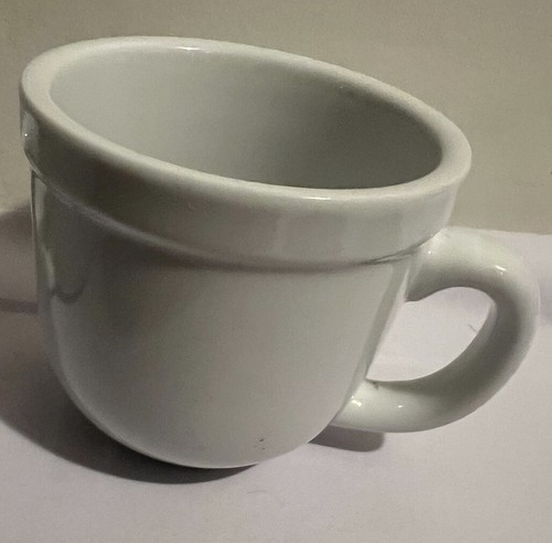 Set of 2 Pottery Barn Suppertime White Coffee Mugs Cups 3 1/2” Wide Rim Bistro - Picture 2 of 7