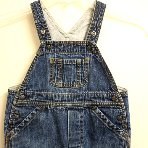 Vintage Baby Gap Blue Denim Overalls 12-18 Months 2003 Fully Lined Snaps - Picture 2 of 22