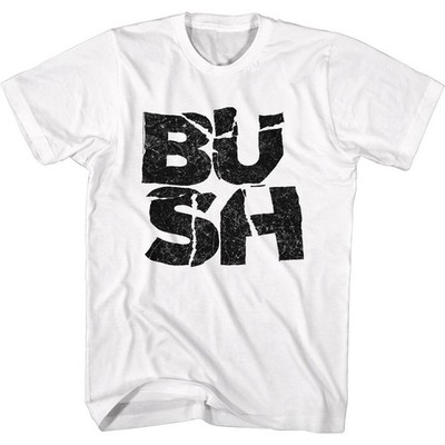 Bush Logo Kurzarm Herren T-Shirt Regular Baumwolle Crew Neck Weiß