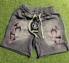 Hellstar Sweat Shorts Men Double Sided Print Drawstring Pockets Size Large