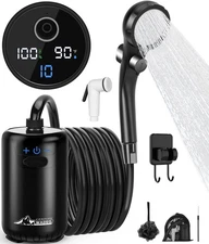 WADEO Portable Shower for Camping, 8000mAh Rechargeable Camping /, Black 