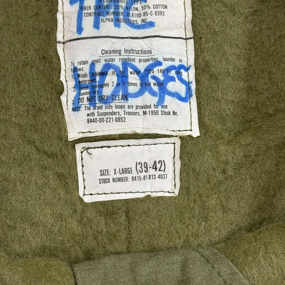 Vintage Alpha Industries Pants Mens X-Large M-1950 Cold Weather Military 80s - Image 3 of 4