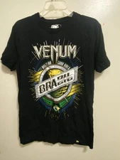 Venum Fight Brazil Brazilian Mens Black Graphic Tee T Shirt L Large 42” Rio