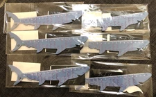 Lot of 6 MR PEN Wooden Shark Metric Ruler with Mustache Sticker