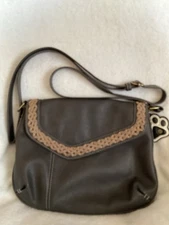 CHALA GRAY FAUX LEATHER CROSSBODY SHOULDER PURSE BAG, LOVE purse Charm