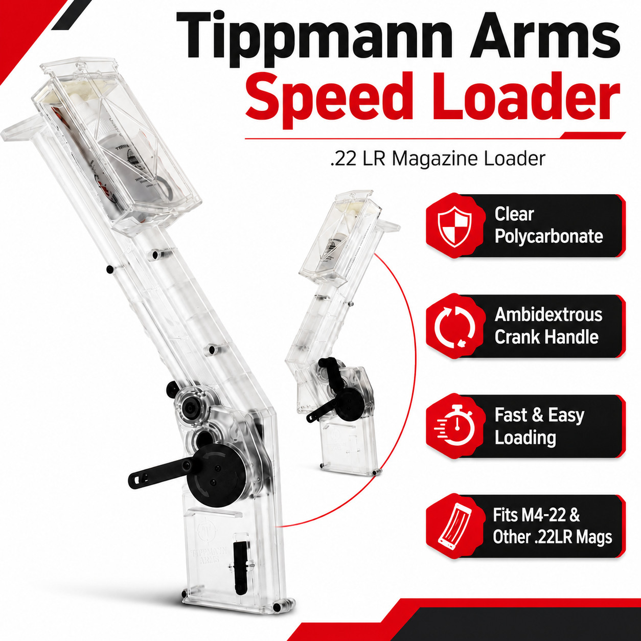 Tippmann Arms A201170 .22LR Speed Loader Clear M4-22 M&P 15-22 Black Dog Mag