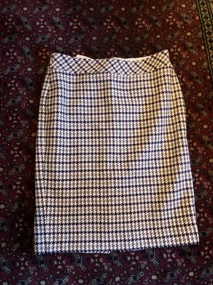 Talbots New Size 6 Houndstooth Straight Skirt To Knee Back Zipper Lined