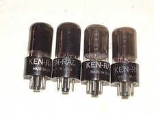 4 x 6V6gt Ken-Rad Tubes *Black Glass*Very Strong Matched Quad*#7