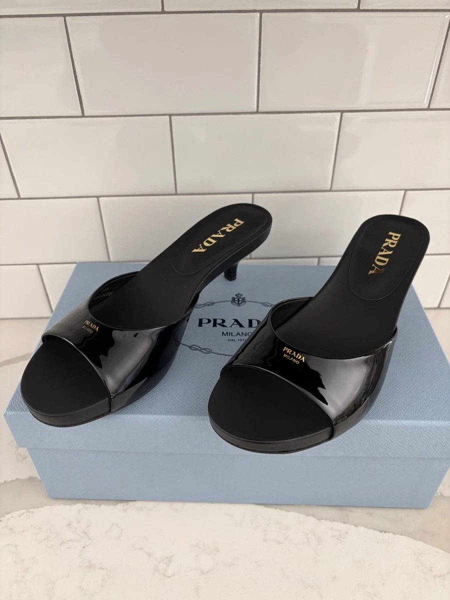 PRADA Patent Leather Kitten Heel Sandals for Women for sale | eBay