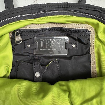 Diesel Women 00S Nylon 2Way Hand Bag Vintage Black Yellow
