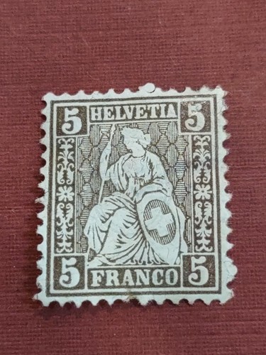 Suiza 1867_8,1 Helvetia sentada, cScott #43,5 fr (0603-4) - Imagen 1 de 2