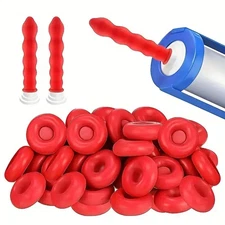 30pcs Red Caulk Cap Glue Nozzle Seal Protective Covers for Caulking Tubes - NEW