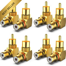 8PCS RCA Right Angle Adapter 90 Degree Male Female 4 Black 4 Red FROM USA
