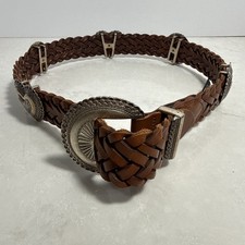 vintage USA made BRIGHTON western CONCHO braided 28-30 weave HEARTS buckle belt