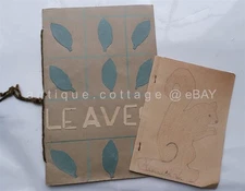 LOT vintage 2pc KENNETH HETRICK's SCHOOL handmade BOOKS pressed leaves spelling