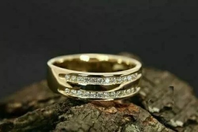 1.50Ct Round Lab Created Diamond Men's Classic Wedding Band Ring Yellow Finish