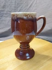 Vintage Hull Pottery Irish Coffee Mugs Cup Goblets Pedestal Brown Drip  MCM