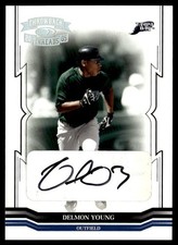 2005 Donruss Throwback Threads Signature Marks Delmon Young Auto 09/10 Tampa Bay
