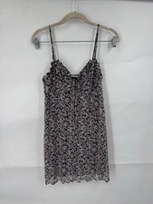 American Eagle Mesh Y2K Milk Maid Mesh Mini Dress Women Small Black Pink Floral