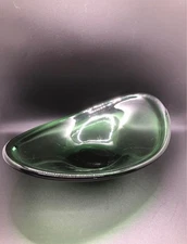 Holmegaard Green Glass Oblong Bowl Vintage Scandinavian MCM Art Denmark