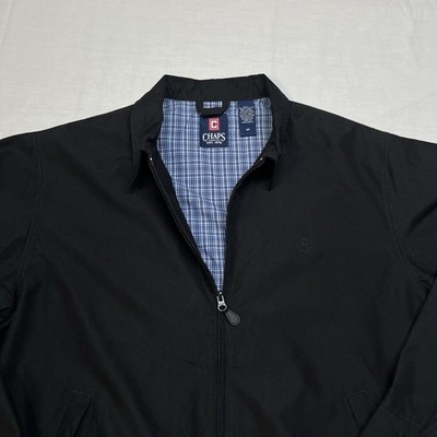 Vintage Chaps Black Harrington Jacket Plaid Lined Golf Preppy