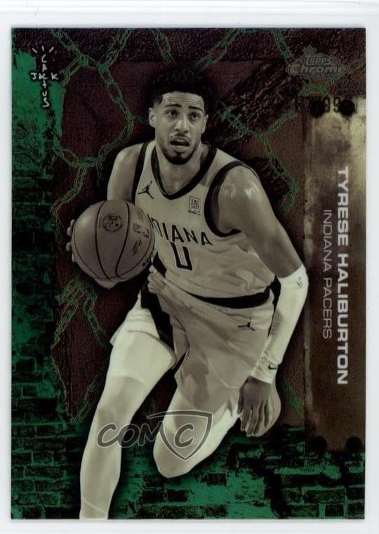 2025-26 Topps Chrome Cactus Jack Green Refractor 67/99 Tyrese Haliburton #15 6m7