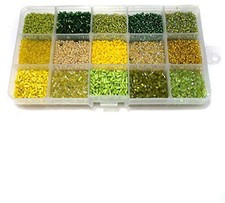 Jewellery Making DIY Seed Beads Combination Of Green  Yellow Kit 15 Colors 