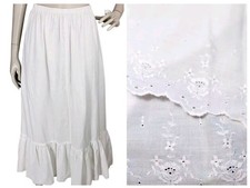Vintage 70s/80s Boho Prairie Hippie Eyelet Trim Cottagecore Country Tiered Skirt