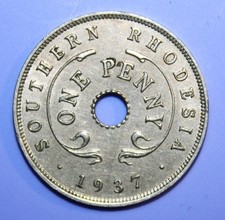 A2 - Southern Rhodesia 1 Penny 1937 Almost Unc. / Uncirculated Coin - George VI