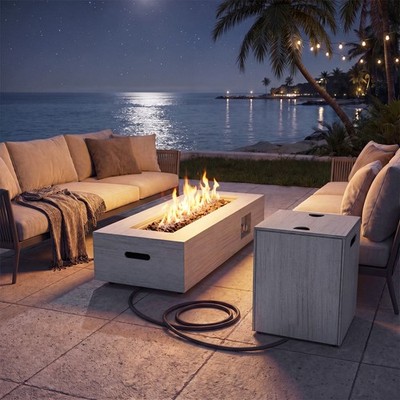 42 In 50000 BTU Outdoor Rectangular Fire Table Tank Holder Gas Patio Backyard
