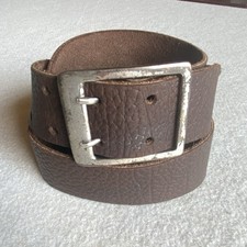 Leatherock Brown Belt S 29-33 in Pebbled Leather Distressed Dbl Buckle End Tip