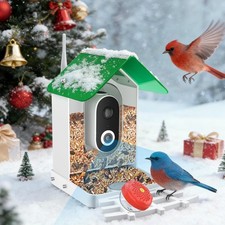 Smart Bird Feeder Camera AI Identify 8000 Birds, 1080P HD Night Vision Video