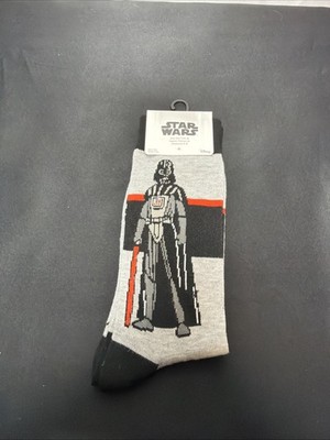 Disney Star Wars Darth Vader Socks Size 6-12 Red Blk Gray Dark Side Unisex NEW