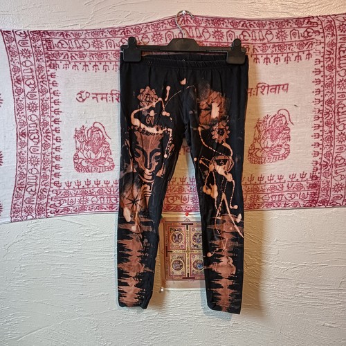 Women's Size 6 8 Cropped Buddha Yoga Leggings Psytrance Dharma Punk Om Chakra - Picture 6 of 11