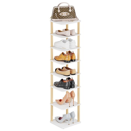 Vertical Shoe Rack, 8-Tier Tall Narrow Shoe Organizer for Entryway, Closet, D...