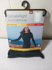 ClimateRight Cuddl Duds Women s M LS Stretch Fleece Crew Base Layer Top Black