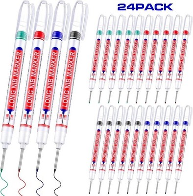 24Pcs Multi-Purpose Deep Hole Marker Pens Long Deep Nib Markers 20Mm Long Head