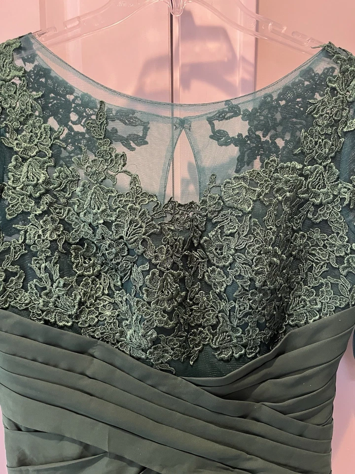 Vestido Verde Esmeralda Encaje y Gasa Boda Madre de la Novia Vestido, Talla 14 Foto 4 de 4