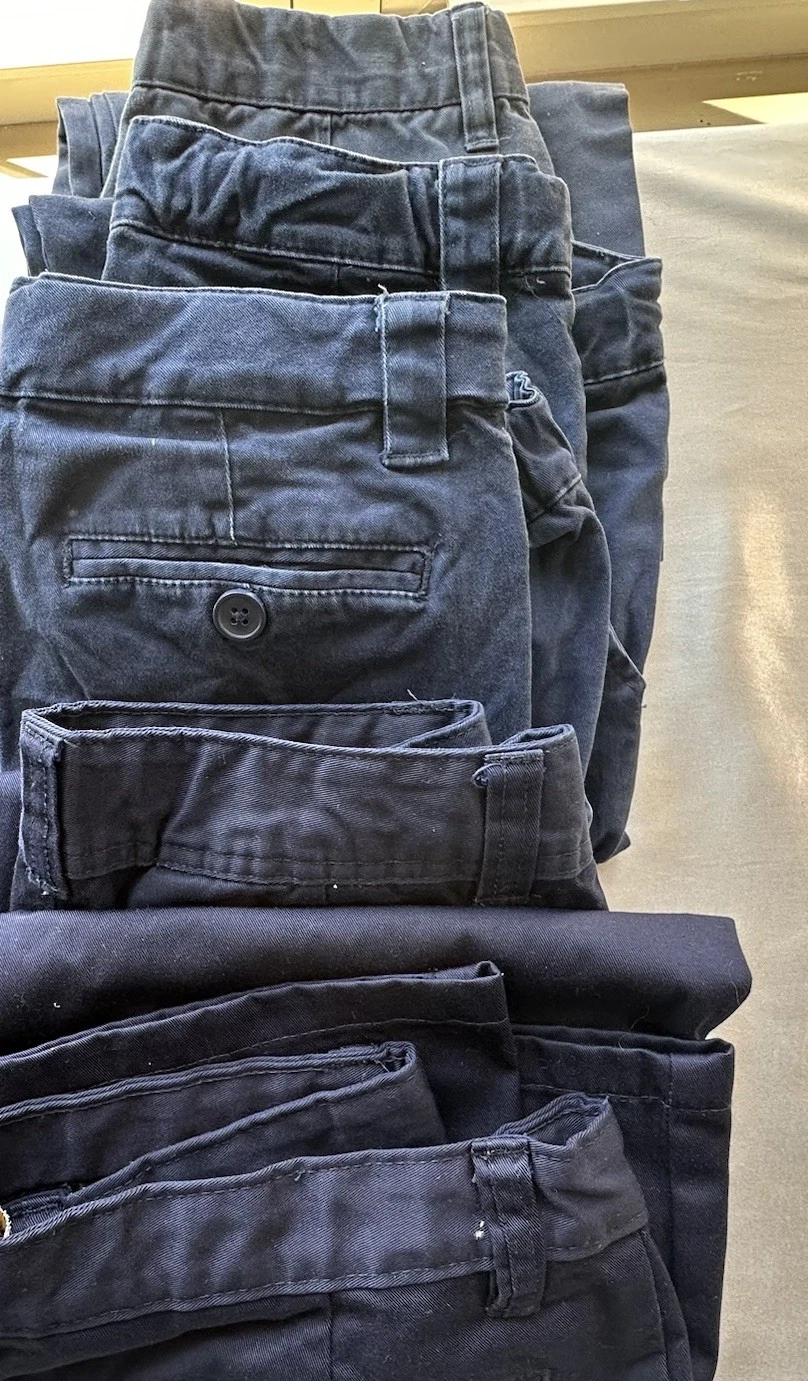 Lot of 5 Cherokee Youth Unisex Navy Blue Dress School Pants Sizes 12, 14, 16