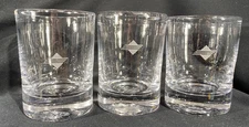 Simon Pearce Double Old Fashioned Glasses w Vintage Chrysler Logo (X3) READ!