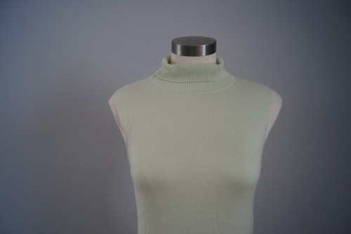 Max Studio Light Green Sleeveless Turtleneck Tank Top Size S Cashmere Soybean - Picture 2 of 5